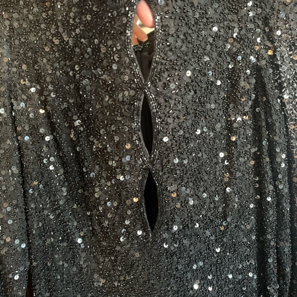 NWT SCALA Vintage Black Silk Sequin evening dress, Size M - Picture 3 of 11